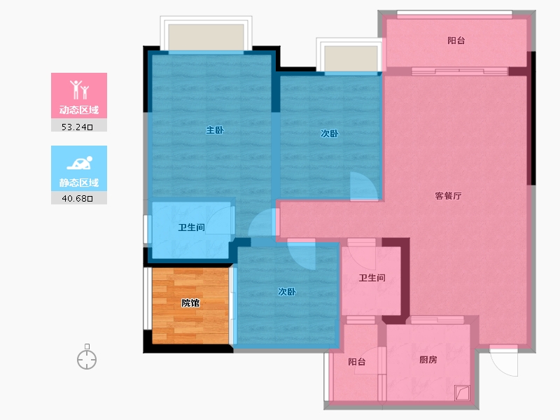 贵州省-遵义市-龙潭湖畔-91.06-户型库-动静分区