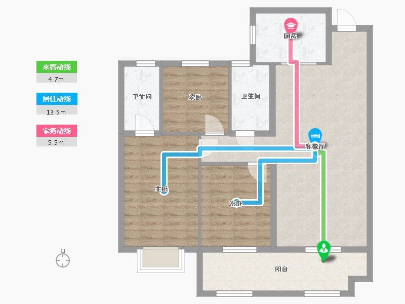 湖北省-黄石市-金色港湾-87.20-户型库-动静线