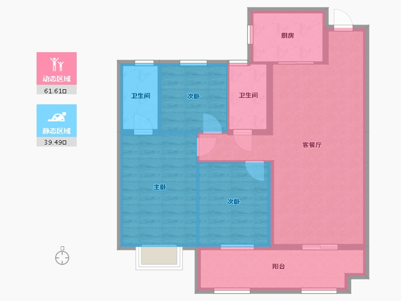 湖北省-黄石市-金色港湾-87.20-户型库-动静分区