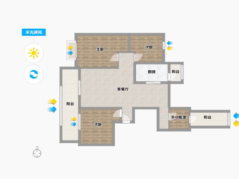 山东省-滨州市-学苑花园-103.00-户型库-采光通风