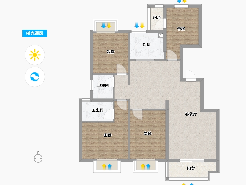 湖北省-武汉市-黄陵小区-96.00-户型库-采光通风