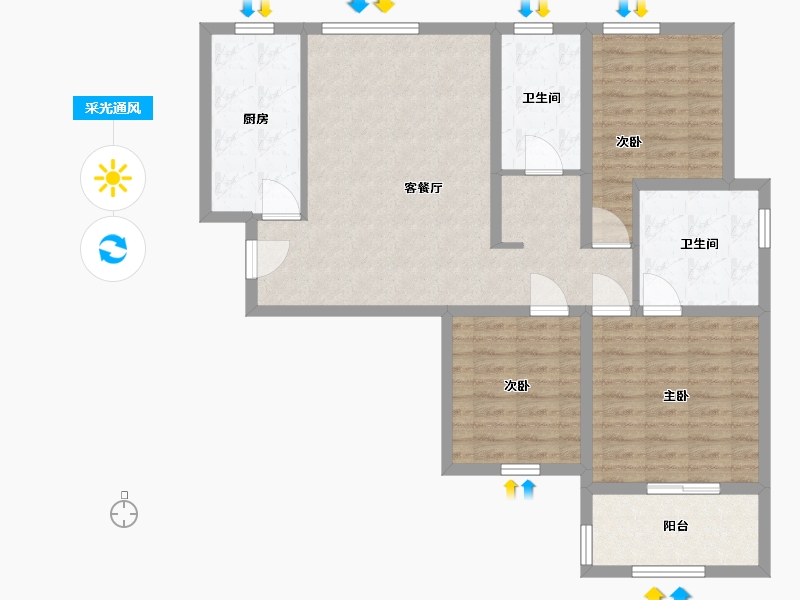 山西省-太原市-凯樾龙城-98.72-户型库-采光通风