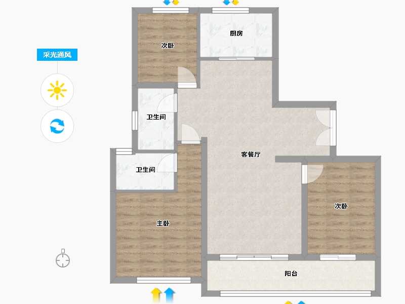 江苏省-盐城市-大丰区吾悦华府-107.54-户型库-采光通风