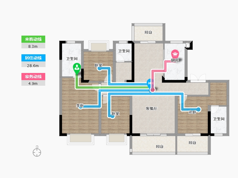 湖北省-襄阳市-华侨城天鹅堡-130.81-户型库-动静线