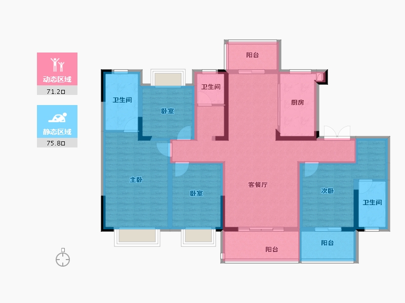 湖北省-襄阳市-华侨城天鹅堡-130.81-户型库-动静分区