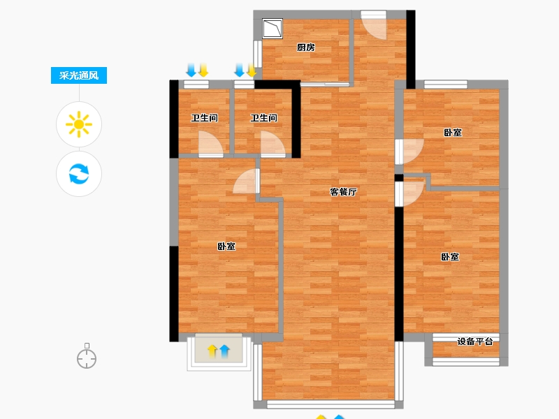 福建省-泉州市-东海湾山水秋鸣-82.96-户型库-采光通风