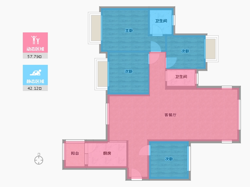 广西壮族自治区-贺州市-江湾幸福里-93.71-户型库-动静分区