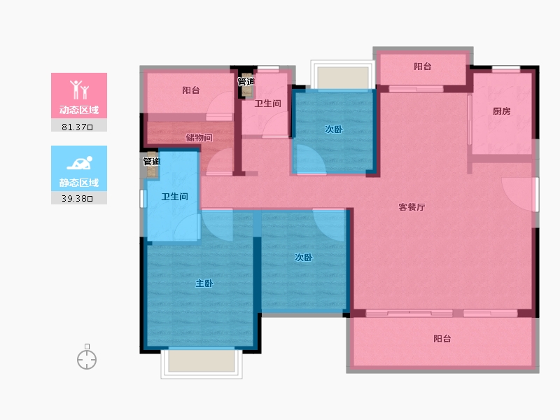 湖南省-永州市-敏捷·金玥府-108.69-户型库-动静分区