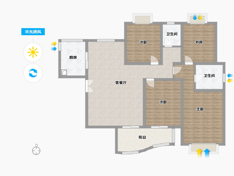 江苏省-无锡市-金城花园b3区-146.64-户型库-采光通风