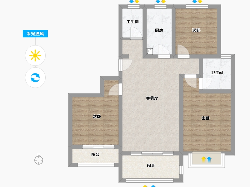 陕西省-宝鸡市-恒源华府-97.92-户型库-采光通风