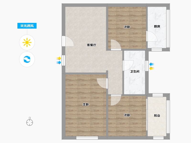 四川省-成都市-五里墩东街143号院-74.93-户型库-采光通风