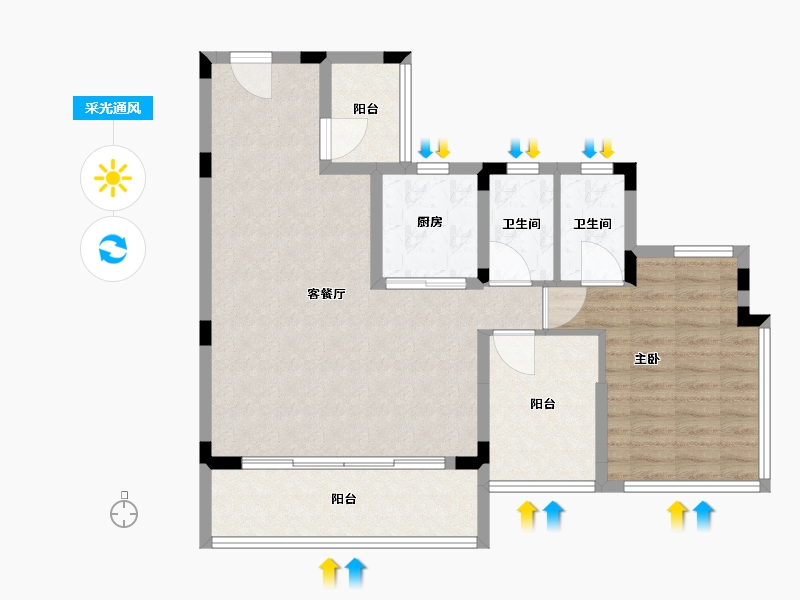 广东省-广州市-保利·和悦滨江-85.00-户型库-采光通风