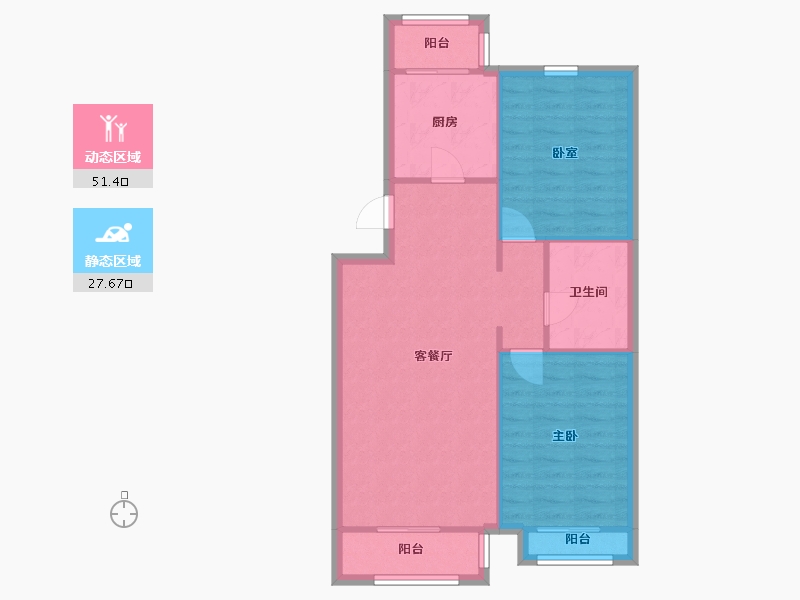 北京-北京市-灵秀山庄-75.46-户型库-动静分区