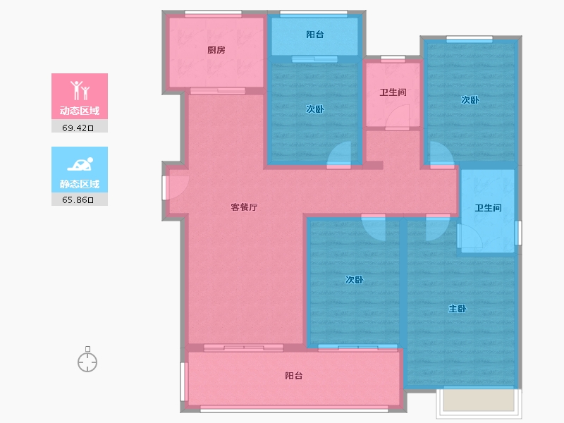 河南省-焦作市-屹峰公园壹号院-120.87-户型库-动静分区