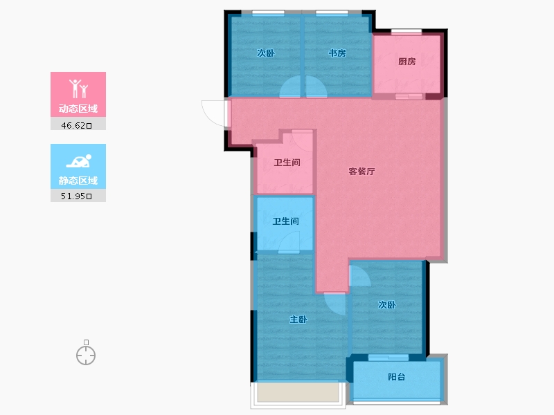 浙江省-杭州市-欣翠里-89.45-户型库-动静分区