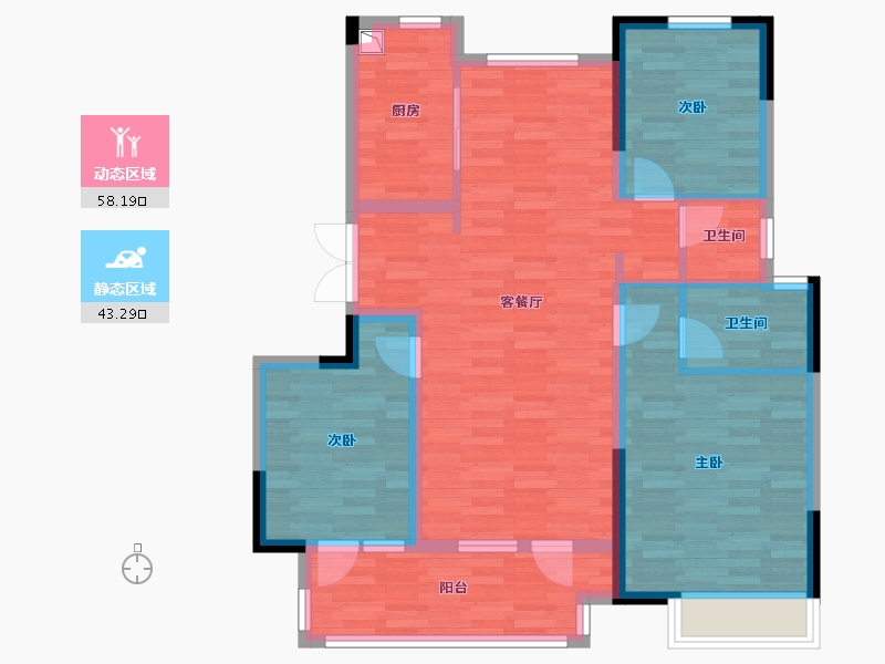 山东省-淄博市-吾悦华府-89.02-户型库-动静分区