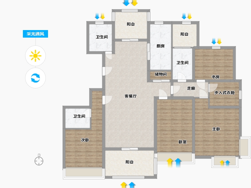 山东省-济宁市-仁诚雅居-161.21-户型库-采光通风