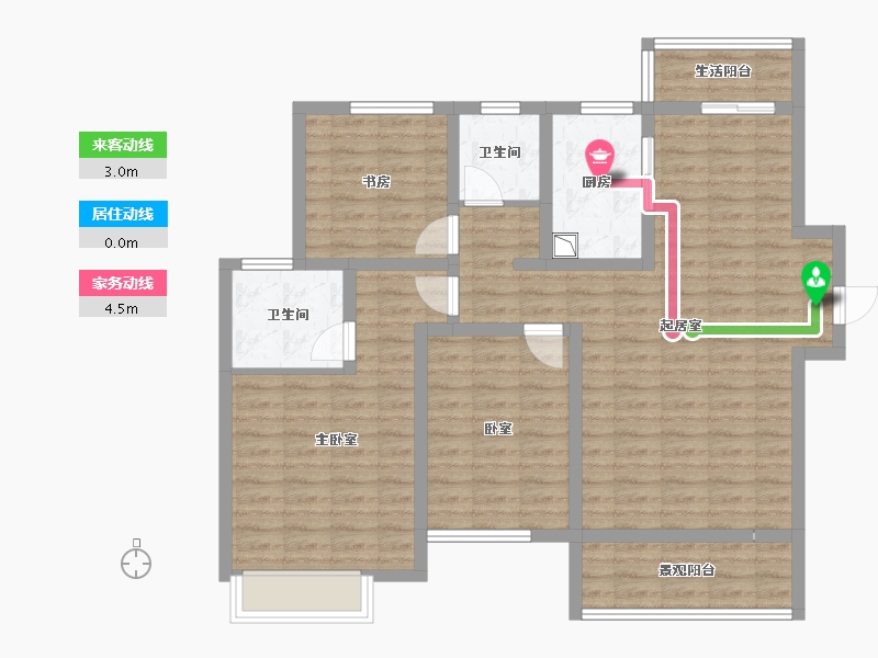 陕西省-宝鸡市-高新隆泰府-99.64-户型库-动静线