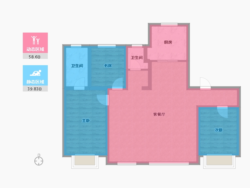 吉林省-长春市-睿泽府-104.00-户型库-动静分区