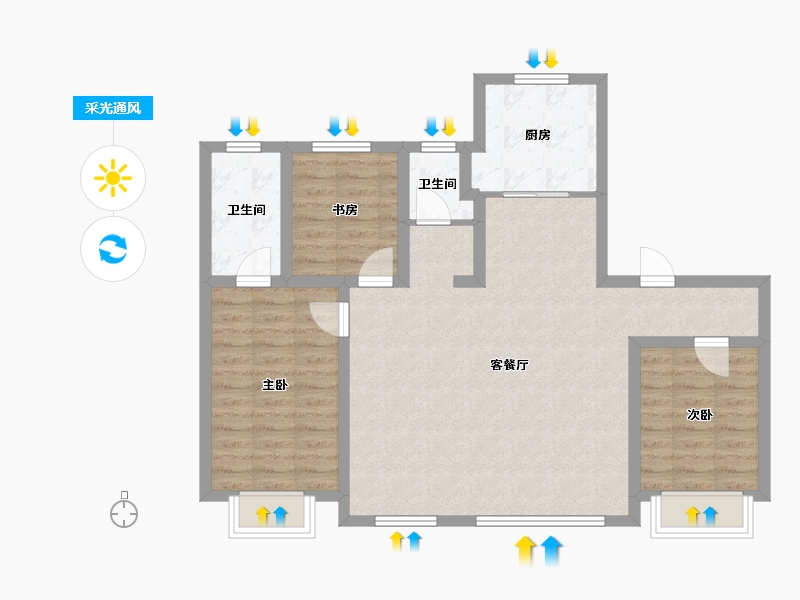 吉林省-长春市-睿泽府-104.00-户型库-采光通风