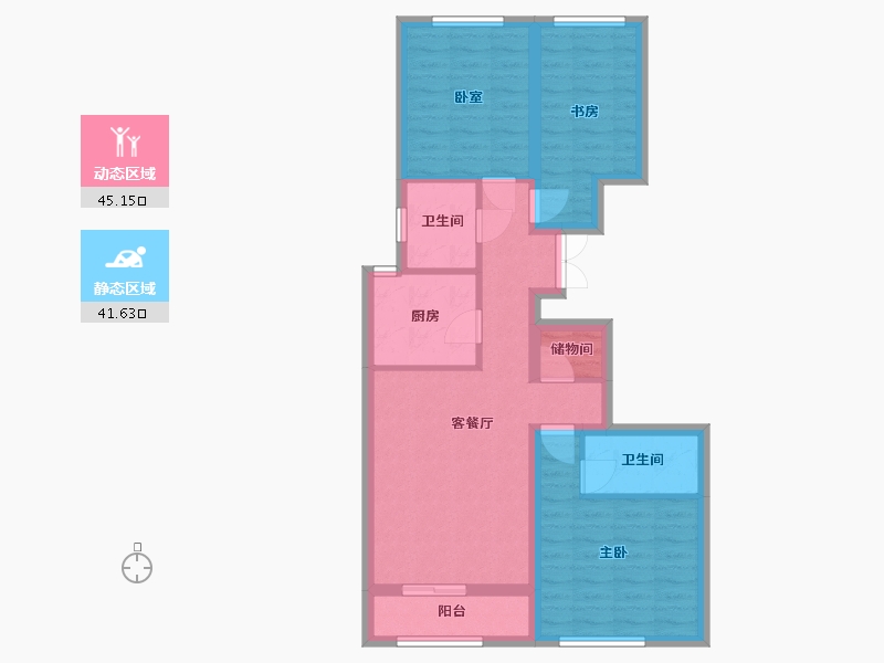 河南省-郑州市-老鸦陈安置房-98.40-户型库-动静分区