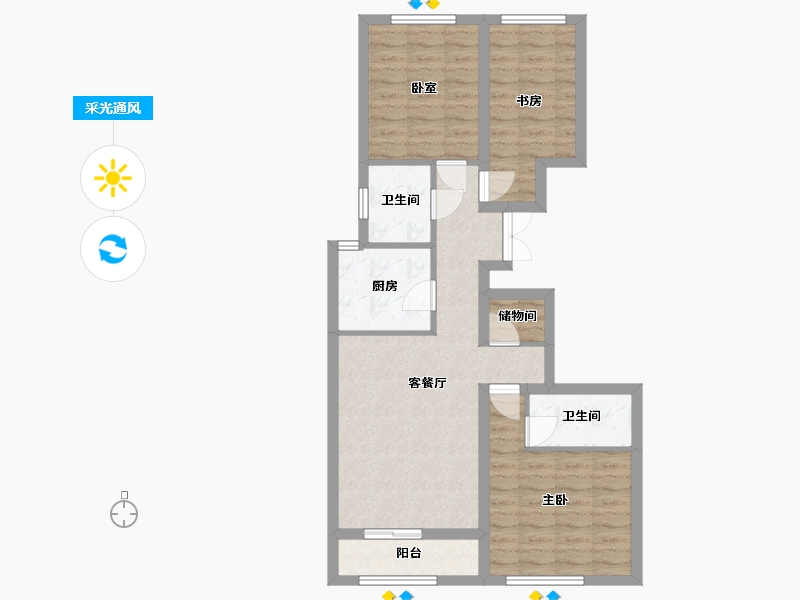 河南省-郑州市-老鸦陈安置房-98.40-户型库-采光通风