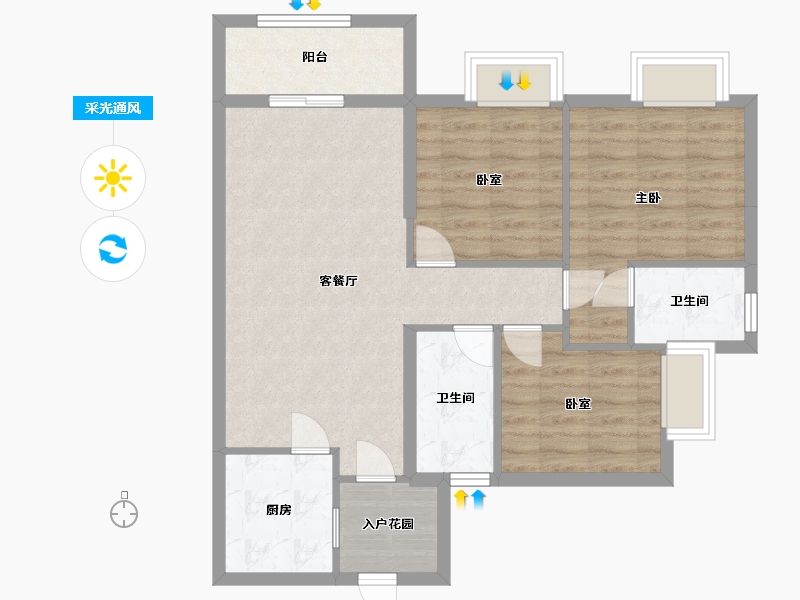 广东省-广州市-凤瑞雅苑-80.00-户型库-采光通风