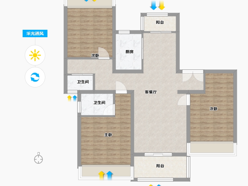 河南省-信阳市-星河名苑-100.80-户型库-采光通风