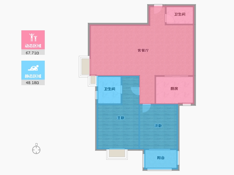 陕西省-西安市-鑫龙天然居-二期-93.60-户型库-动静分区