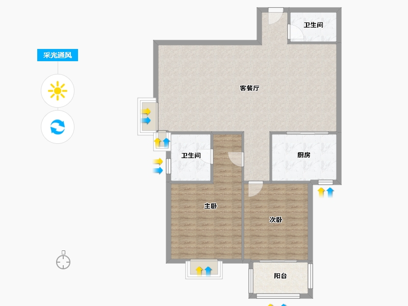 陕西省-西安市-鑫龙天然居-二期-93.60-户型库-采光通风