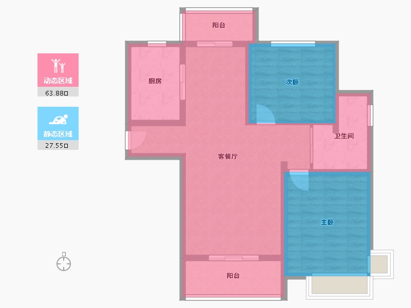 陕西省-西安市-绿地-都市之门-80.00-户型库-动静分区