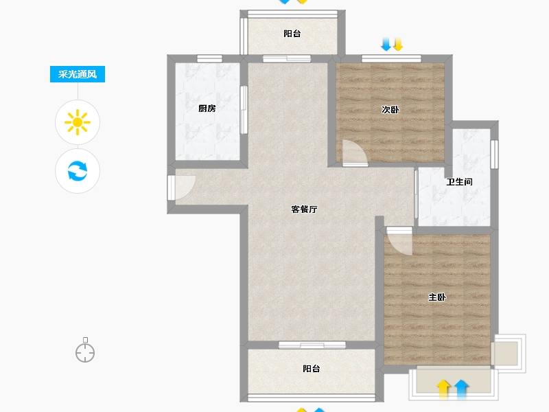 陕西省-西安市-绿地-都市之门-80.00-户型库-采光通风