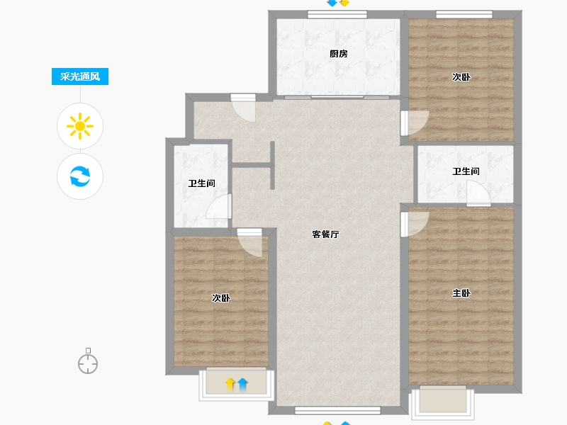 吉林省-长春市-万科紫郡-104.00-户型库-采光通风