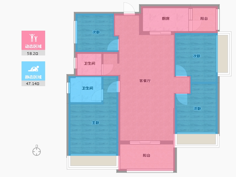 广西壮族自治区-玉林市-东湖一号-96.65-户型库-动静分区