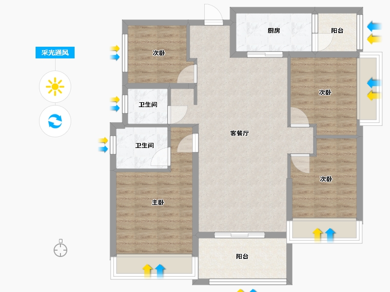 广西壮族自治区-玉林市-东湖一号-96.65-户型库-采光通风