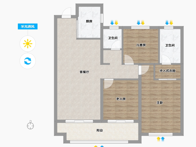 山东省-菏泽市-甲第壹号-96.00-户型库-采光通风