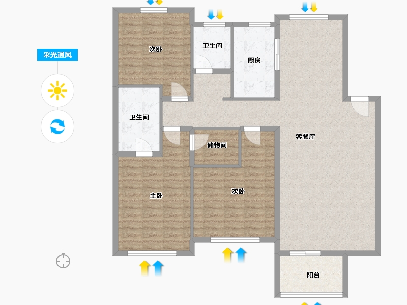 浙江省-杭州市-白鹭郡-北区-120.00-户型库-采光通风