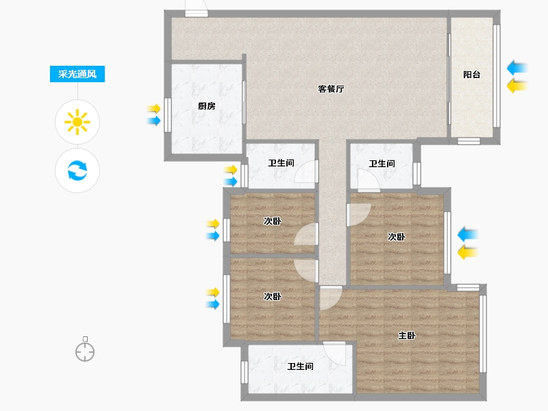 广东省-佛山市-祈福南湾-147.08-户型库-采光通风