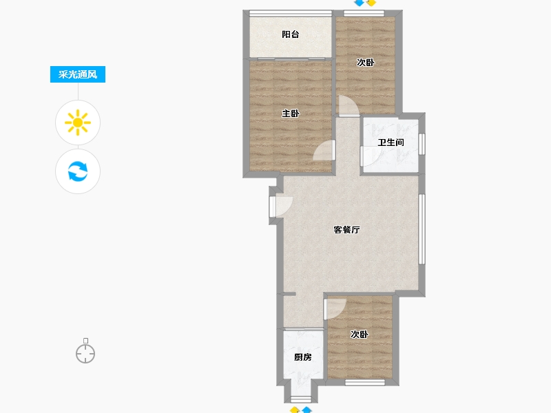 山东省-淄博市-中德·奥林新城-71.00-户型库-采光通风