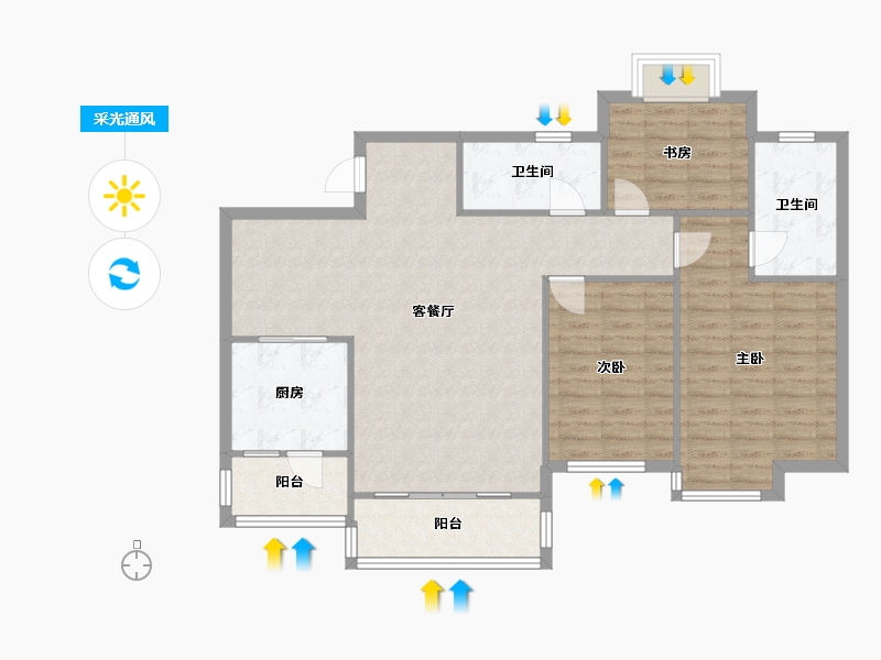 四川省-成都市-颐和家园-104.00-户型库-采光通风