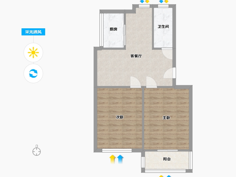 江苏省-南通市-望江楼小区-55.14-户型库-采光通风