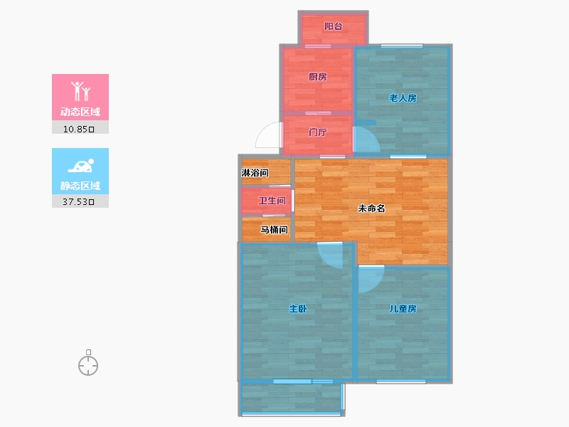 北京-北京市-清华大学-南楼-68.53-户型库-动静分区