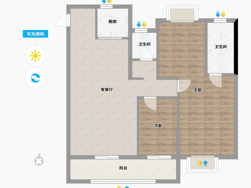 浙江省-丽水市-泊璟庭-89.60-户型库-采光通风