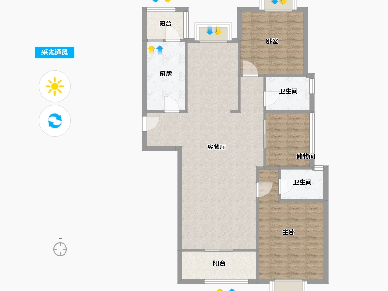 江苏省-苏州市-中航樾玺-108.00-户型库-采光通风