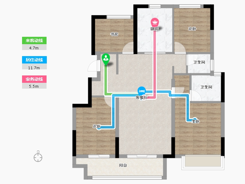 浙江省-嘉兴市-世合万科·理想大地·望宸-93.58-户型库-动静线