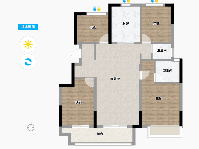 浙江省-嘉兴市-世合万科·理想大地·望宸-93.58-户型库-采光通风