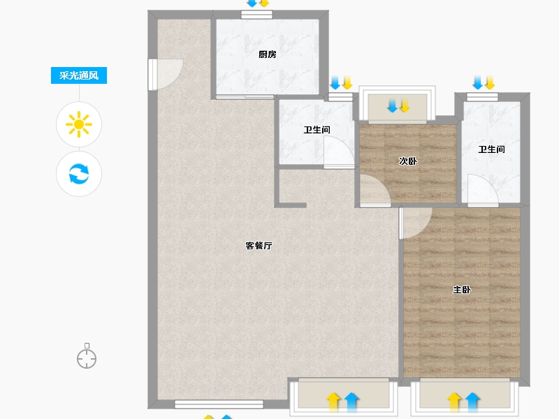 辽宁省-沈阳市-吾悦学府-86.40-户型库-采光通风