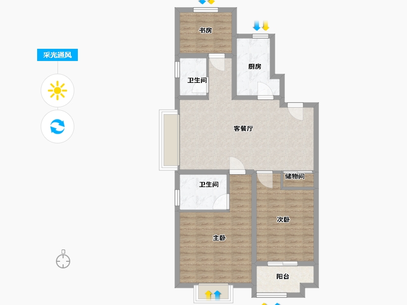 江苏省-宿迁市-中梁首府-85.60-户型库-采光通风