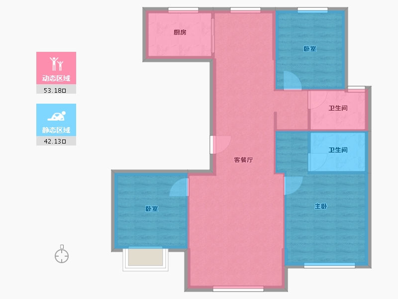 黑龙江省-牡丹江市-观澜国际-104.00-户型库-动静分区