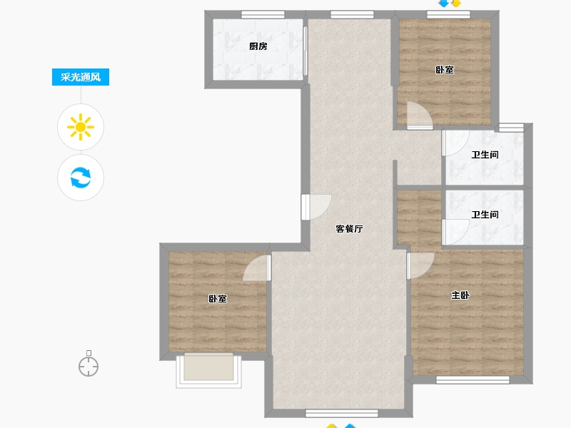 黑龙江省-牡丹江市-观澜国际-104.00-户型库-采光通风